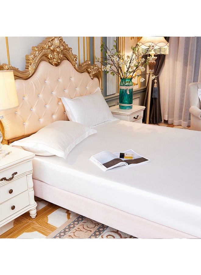 Sharpdo ملاءة سرير من الحرير بلون سادة مع 2 كيس وسادة، مناسبة لسرير بمقاس 1.8 متر (180*200) سم - Image 2