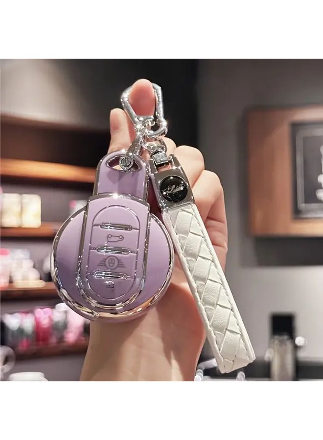 غطاء مفتاح رمادي مع سلسلة لحمل المفاتيح لسيارات بي إم دبليو ميني كوبر إس ون جي سي دبليو موديلات إف 54 إف 55 إف 56 إف 57 إف 60 كلوبمان كانتري مان - Image 4