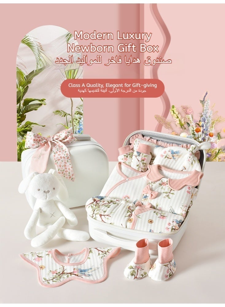 كويس مجموعة هدايا مواليد مكونة من 23 قطعة - حقيبة سفر - مجموعة هدايا للمواليد الجدد، ملابس أطفال، بدلات، إكسسوارات، قبعة، مرايل، وسادة، بطانية، لعبة، قطن 100%، مناسبة لفصلي الخريف والشتاء، من عمر 0 ​​إلى 3 أشهر - تصميم طبيعي - Image 2