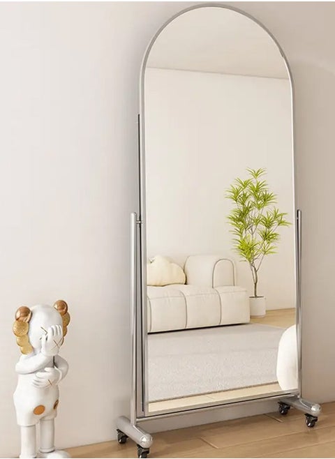 NeuType Arched Full Length Mirror, Large Arched Wall Mirror Floor Mirror with Stand, Full Body Dressing Mirrors Standing Hanging or Leaning Against Wall, Arched-Top Wood Thin Frame