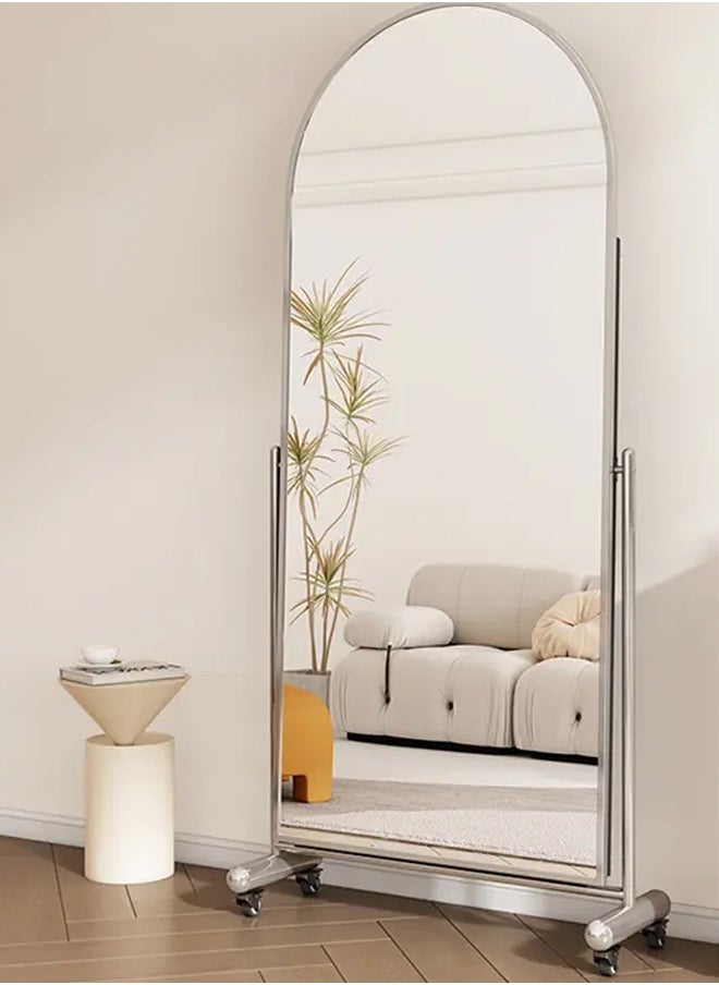NeuType Arched Full Length Mirror, Large Arched Wall Mirror Floor Mirror with Stand, Full Body Dressing Mirrors Standing Hanging or Leaning Against Wall, Arched-Top Wood Thin Frame