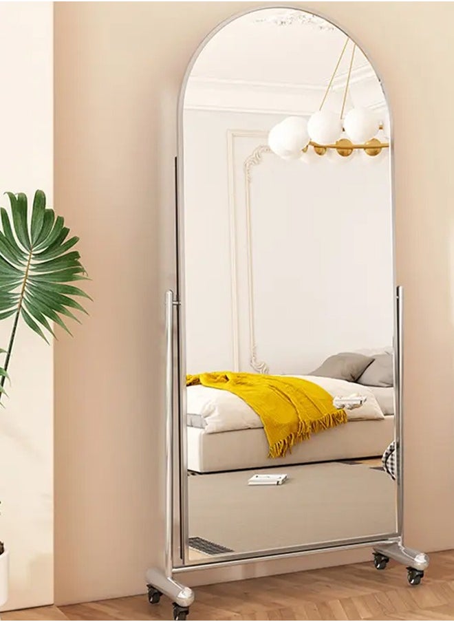 NeuType Arched Full Length Mirror, Large Arched Wall Mirror Floor Mirror with Stand, Full Body Dressing Mirrors Standing Hanging or Leaning Against Wall, Arched-Top Wood Thin Frame