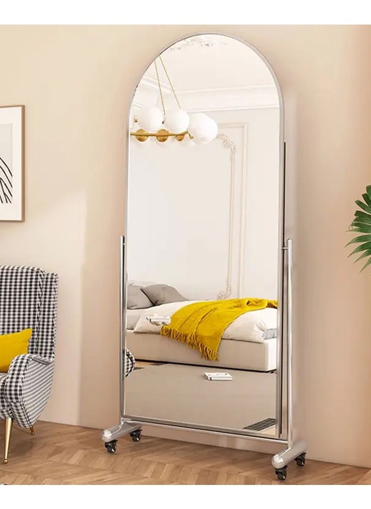 NeuType Arched Full Length Mirror, Large Arched Wall Mirror Floor Mirror with Stand, Full Body Dressing Mirrors Standing Hanging or Leaning Against Wall, Arched-Top Wood Thin Frame