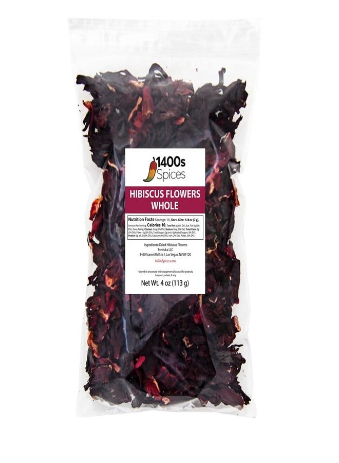 1400s_spices 4oz Dried Whole Hibiscus Flowers and Petals, Flor de Jamaica - Image 1