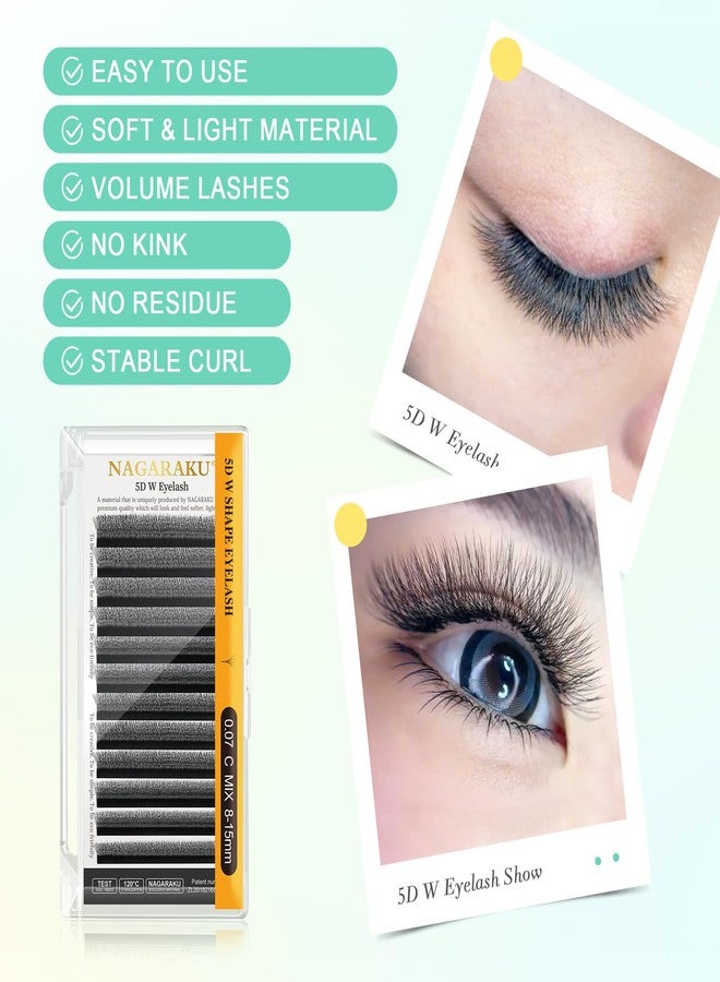 NAGARAKU W Eyelash Extension 5D Volume Premade 0.07mm C curl 10mm Faux Mink Matte Black Cluster Easy Fanning yy Eye Lashes - Image 2