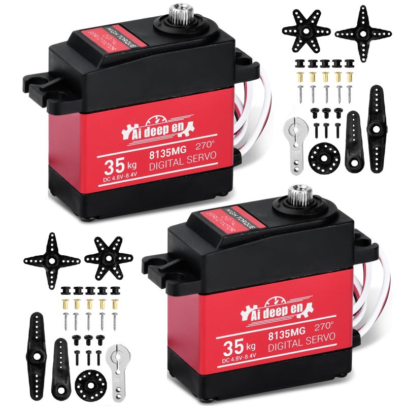 Aideepen 35KG Servo High Torque RC ServoServo Motor 4884V RC Servo Full Metal Gear Waterproof Compatible with 18 110 112 RC Car with 25T Servo Horn and Parts 2702 Pack - Image 3