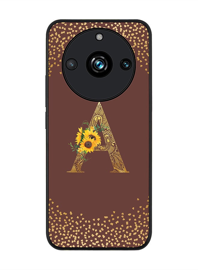 Stylizedd Rugged Black Edge case for Realme 11 Pro/Realme 11 Pro+ Case Cover - Custom Monogram Initial Letter Mandala Floral Pattern Alphabet - A (Brown) - Image 1