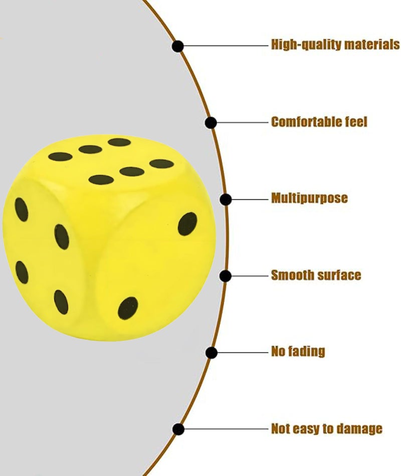 Zbdroxygen Yellow Big Dice, Large Dice Cube for Tabletop Games, Backyard Parties and Camping Trips, Premium Material Dice for Family Fun and Educational Activities - Image 3