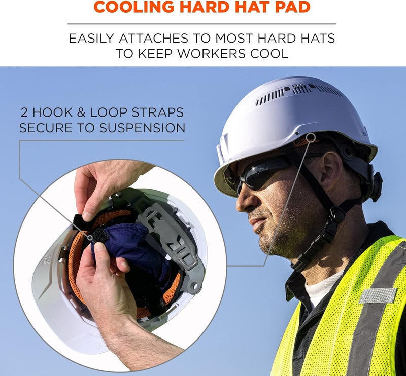 Ergodyne ChillIts 6715 Evaporative Polymer Cooling Interior Hard Hat Pad Solid Blue Pack of 2 - Image 2