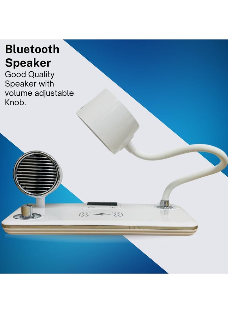 Generic - LED Desk Lamp with 360 Degree Adjustable Arm, 3 Color Modes, Table Lamp, Clock, Bedside Lamps, Touch Control with Bluetooth Speaker, Eye-Care Reading Lamp for Study, No Wireless Charger - Image 1