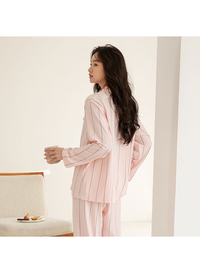 Fenton Fenteng Soft Breathable Cotton Skin-friendly Autumn New Couples Striped Pajama Set For Men And Women - Image 1