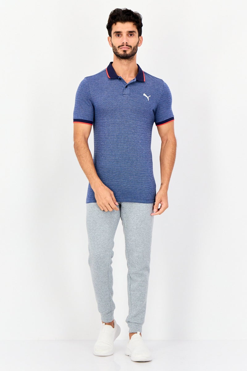 PUMA قميص بولو خارجي بأكمام قصيرة للرجال بقصة ضيقة، أزرق مائل إلى الرمادي - Image 3