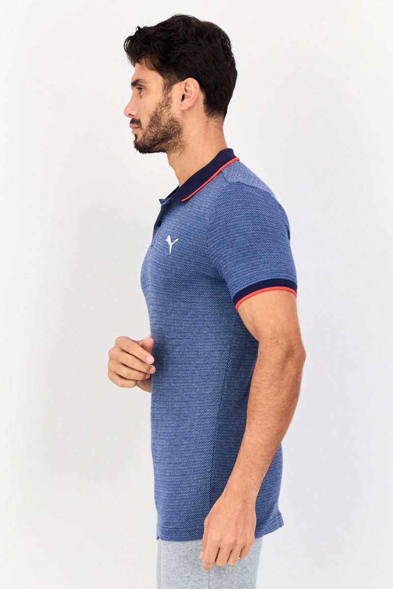 PUMA Men Slim Fit Short Sleeves Outdoor Polo Shirt, Heather Blue - Image 2