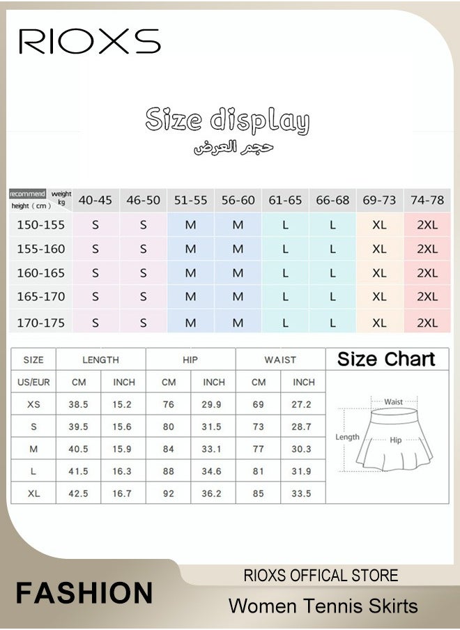 RIOXS - Women Tennis Skirts,Sports Skirts 2-In-1 Liner Shorts,Comfy Golf Skirts,High Waisted Skirts With Pockets For Athletic Skorts Running Pickleball,Workout Sportwear Skirts Shorts - Image 1