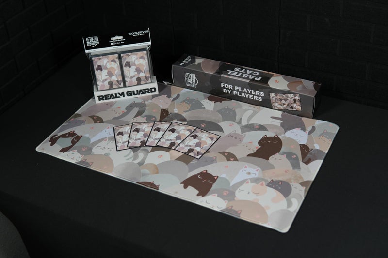 Realm Guard 100ct Textured Matte TCG/MTG Card Art Sleeves (Pastel Cats) - Image 2