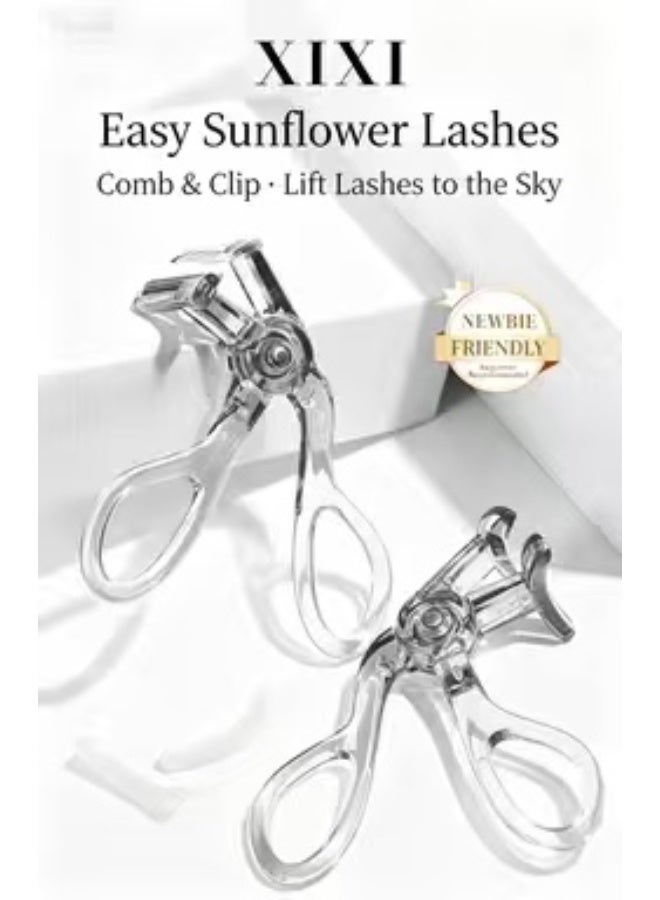 Wide-Angle Eyelash Curler with Built-in Comb and Replaceable Silicone Pads, No Pinching - Image 4