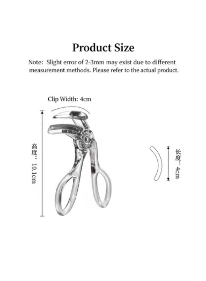 Wide-Angle Eyelash Curler with Built-in Comb and Replaceable Silicone Pads, No Pinching - Image 1