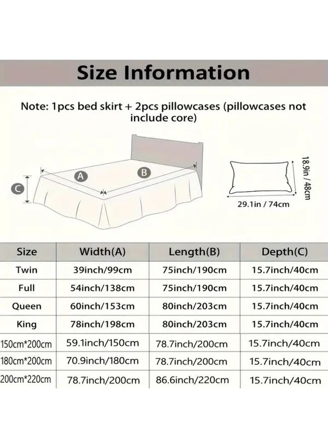 Blue Luxury European Style Bed Skirt Set with Lace Trim Cooling Polyester Mat Non Slip Foldable Machine Washable - Image 4