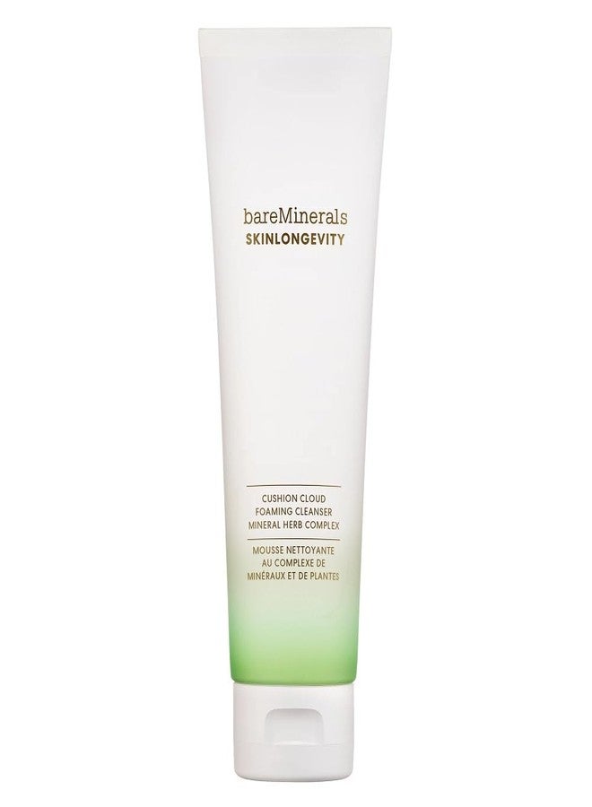 bareMinerals Skinlongevity Face Cleanser, Cream-to-Foam Cleanser with Mineral Herb Complex, Removes Makeup & Sunscreen, Strengthens Skin Barrier, Purifies Without Stripping, Gentle for All Skin Types - Image 1