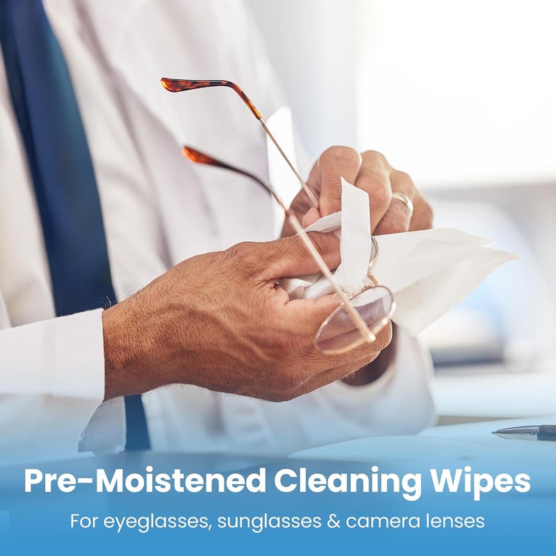 Care Touch Lens Wipes for Eyeglasses - 400 Count Individually Wrapped Pre-Moistened Wipes, 4.5x11-Inch - Sunglasses, Screens, and Glasses Cleaner - Gentle and Portable for Cleaning of Devices - Image 2