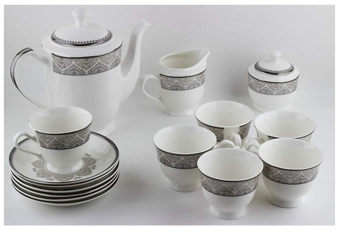 BONE CHINA TEA COFFEE CUP AND SAUCER WITH KETTLEY 160 ML PACK OF 15 HOME CART