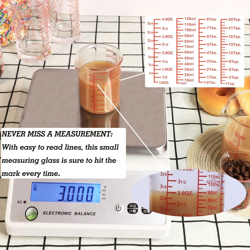 Ackers BORO3.3 Ackers 7-Piece Glass Measuring Cup Set, Borosilicate Beaker Style Nesting Liquid Measuring Cups - Image 3