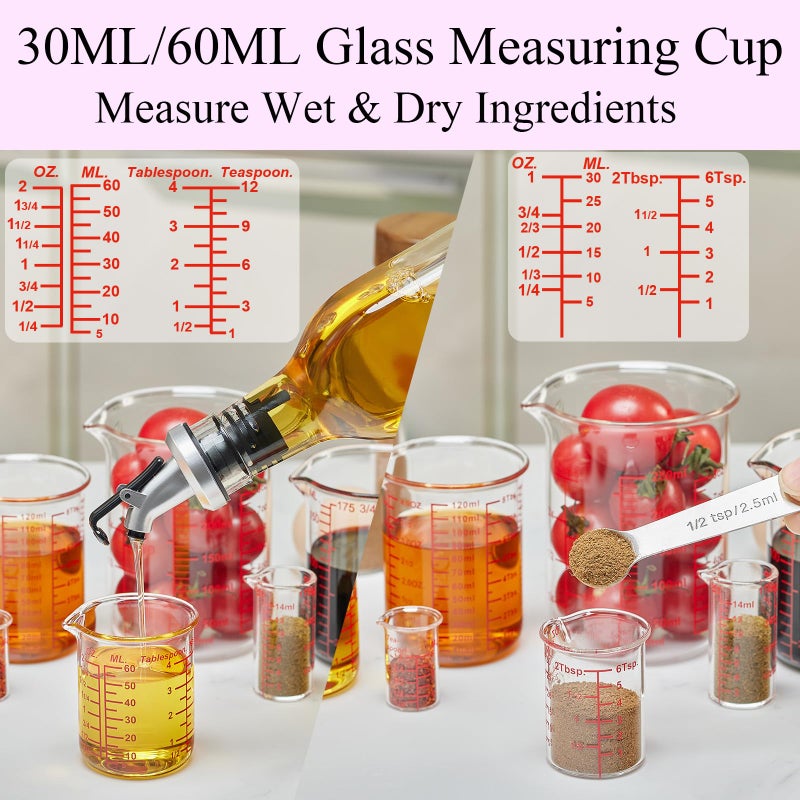 Ackers BORO3.3 Ackers 7-Piece Glass Measuring Cup Set, Borosilicate Beaker Style Nesting Liquid Measuring Cups - Image 5
