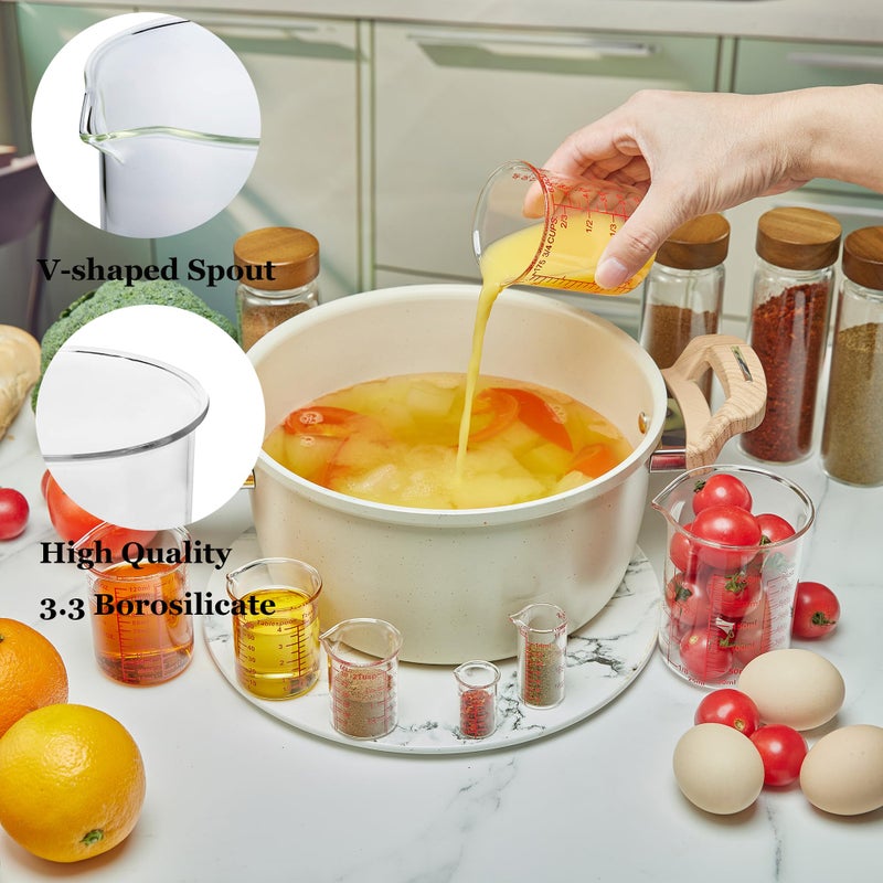 Ackers BORO3.3 Ackers 7-Piece Glass Measuring Cup Set, Borosilicate Beaker Style Nesting Liquid Measuring Cups - Image 2