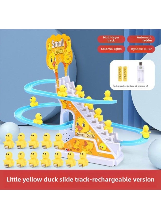 Baby Practice Head Up Training Toys Guide Baby To Learn To Climb Little Yellow Duck Climb Ladder Duck Track Early Education-Color:[Large] Electric Track Slide +12 Little Yellow Ducks-Match [No Battery Delivery]] - Image 1