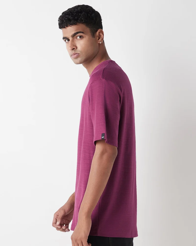 bewakoof Men's Purple Oversized T-shirt