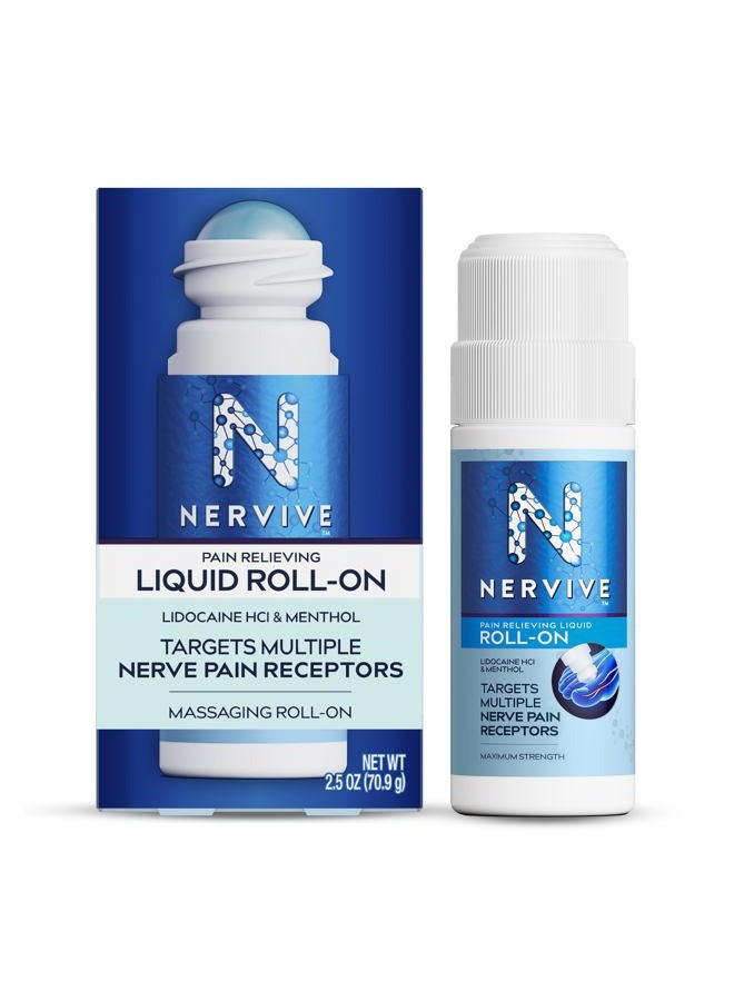 Nervive سائل رول أون لتخفيف الألم، أقصى قوة بدون فوضى مع ليدوكائين ونعناع للأصابع، القدمين، اليدين، الساقين والذراعين، 2.5 أونصة - Image 1