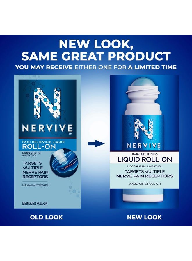 Nervive سائل رول أون لتخفيف الألم، أقصى قوة بدون فوضى مع ليدوكائين ونعناع للأصابع، القدمين، اليدين، الساقين والذراعين، 2.5 أونصة - Image 2