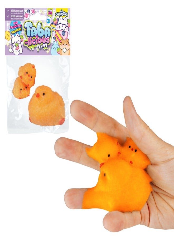 The Orb Factory ORB Tabalicious Fluffs TABA Squishy Chick Family Set (Orange) - 3 Squishy Chicks with Flocking - Soft, Sticky, TABA Squishies - Fun Stress Relief - Kawaii Sensory and Fidget Toys Kids and Adults - Image 2