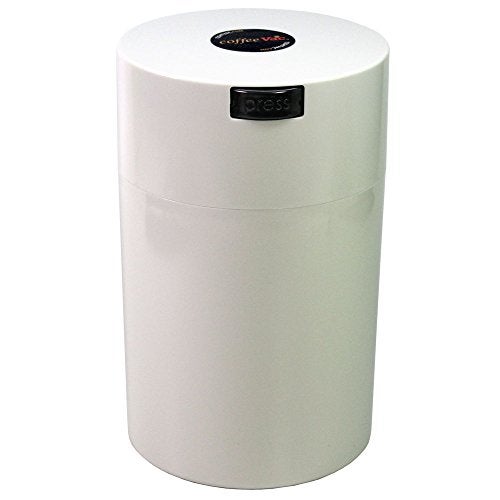 CoffeeVac 1LB – Patented Airtight Container | Multi-use Vacuum container works as smell proof containers for ground coffee and coffee bean containers. White cap and body - Image 1