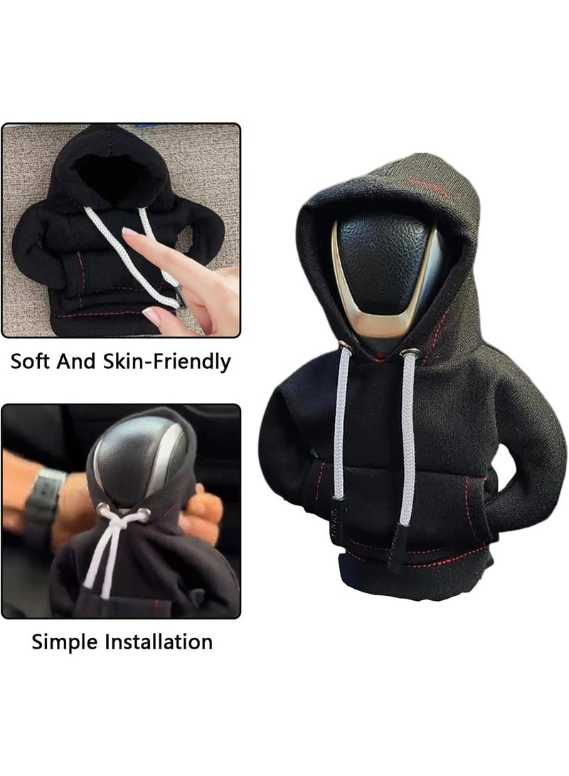 Bukela Car Gear Shift Cover, Cute Shift Knob Hoodie Universal Cover for Shifter Stick Funny Sweater Shirt for Gear Shift Knob Cover Mini Automotive Interior Accessories (Black) - Image 4