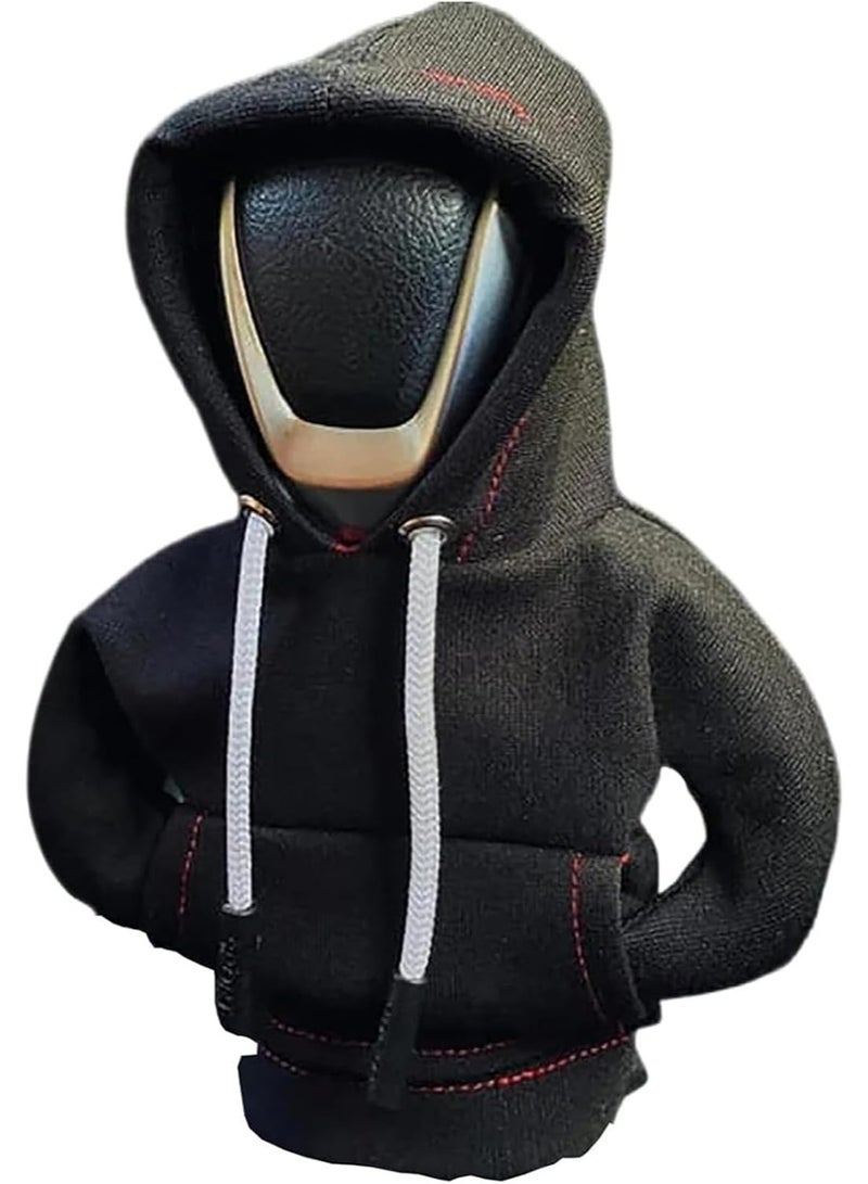 Bukela Car Gear Shift Cover, Cute Shift Knob Hoodie Universal Cover for Shifter Stick Funny Sweater Shirt for Gear Shift Knob Cover Mini Automotive Interior Accessories (Black) - Image 1