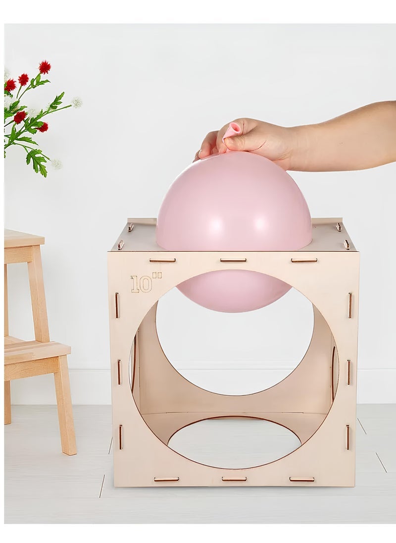 بارتي فن 9 ثقوب قابلة للطي بالون الخشب مربع المقاس مكعب | أداة قياس حجم البالون لأقواس البالون 2-10 بوصة - Image 2