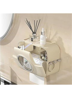 MIXDE Self-adhesive Toilet Roll Paper Holder,Layer Large Capacity Tissue Storage Box,Wall Mounted Bathroom Tissue Dispenser,Waterproof Tissue Box with Storage Shelf,Bathroom Accessories for Home  - Image 3
