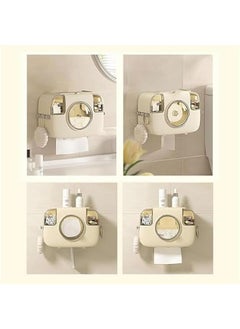 MIXDE Self-adhesive Toilet Roll Paper Holder,Layer Large Capacity Tissue Storage Box,Wall Mounted Bathroom Tissue Dispenser,Waterproof Tissue Box with Storage Shelf,Bathroom Accessories for Home  - Image 5