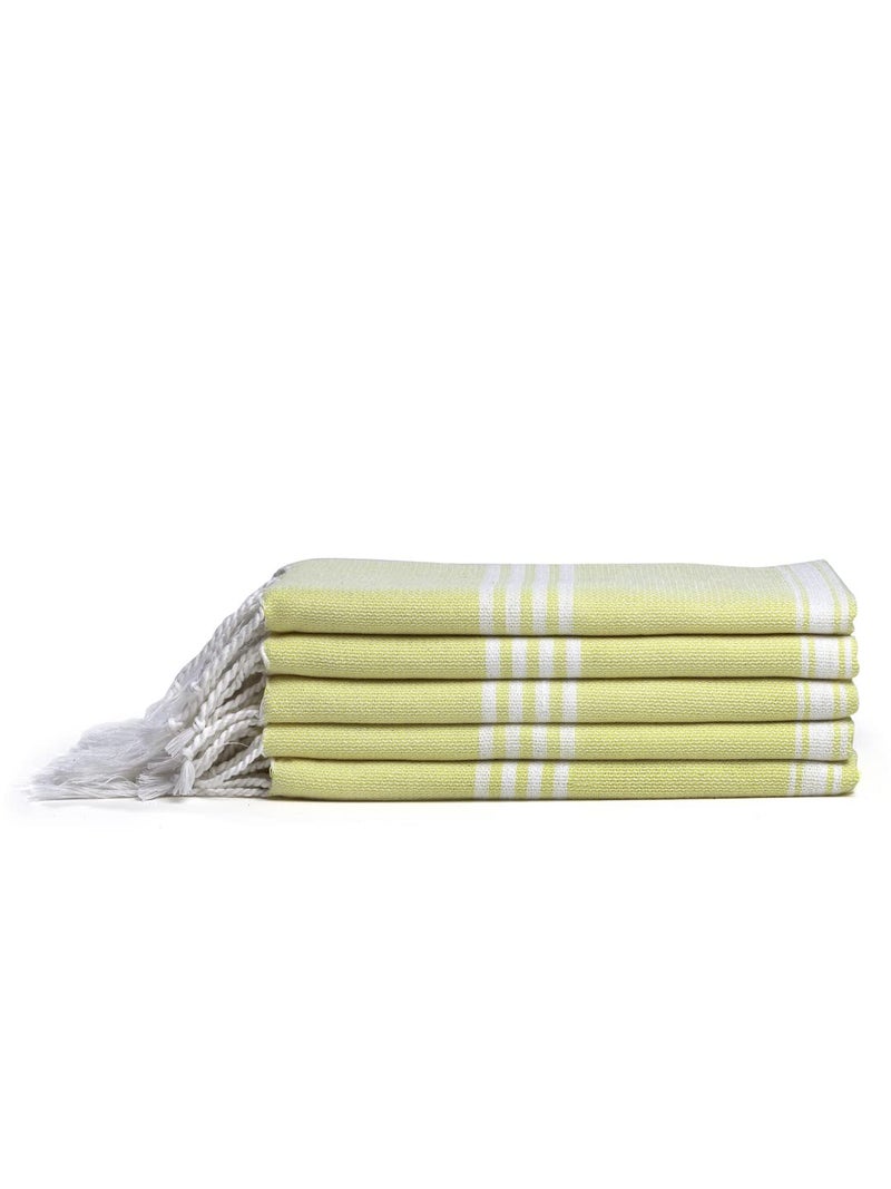 Arrabi Yellow Stripes Handwoven Cotton Hand Towel (Set of 5) | ARHT-1013-x5 - Image 3