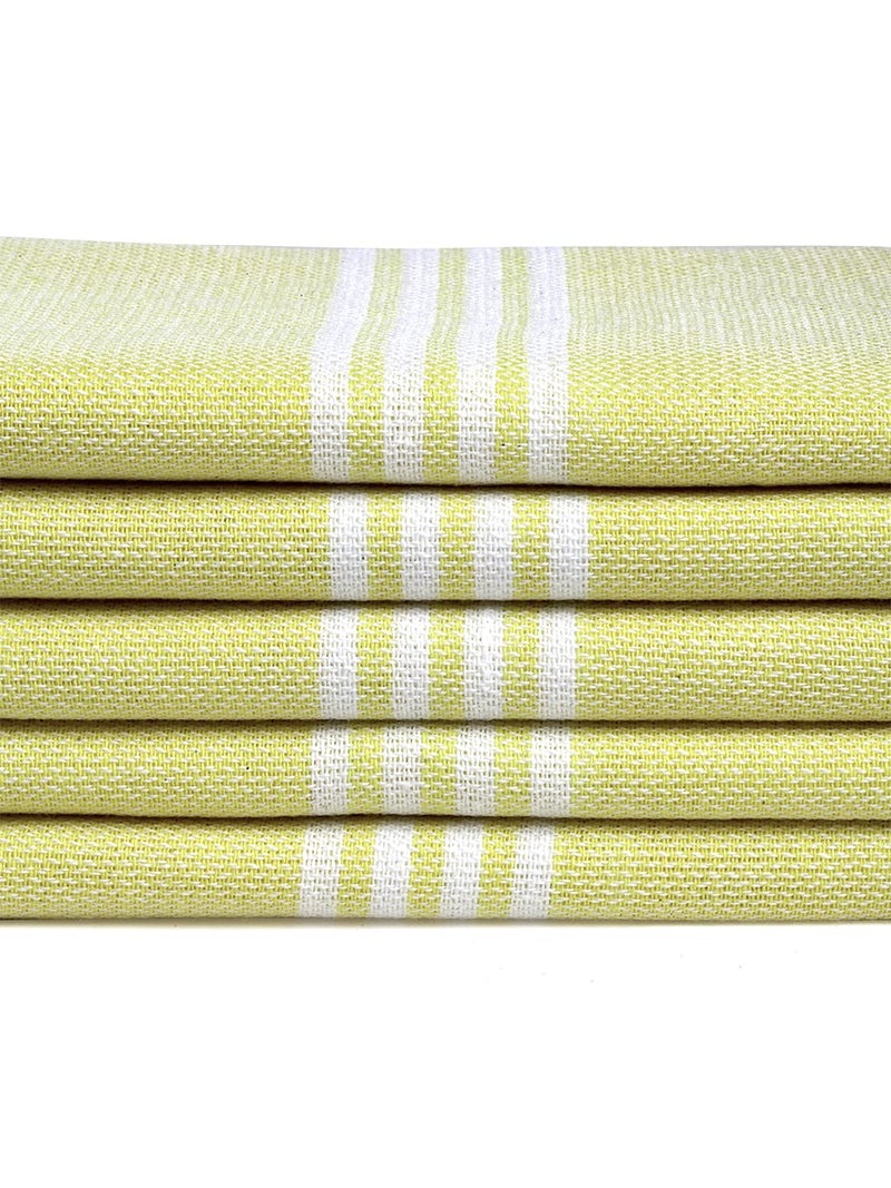 Arrabi Yellow Stripes Handwoven Cotton Hand Towel (Set of 5) | ARHT-1013-x5 - Image 2