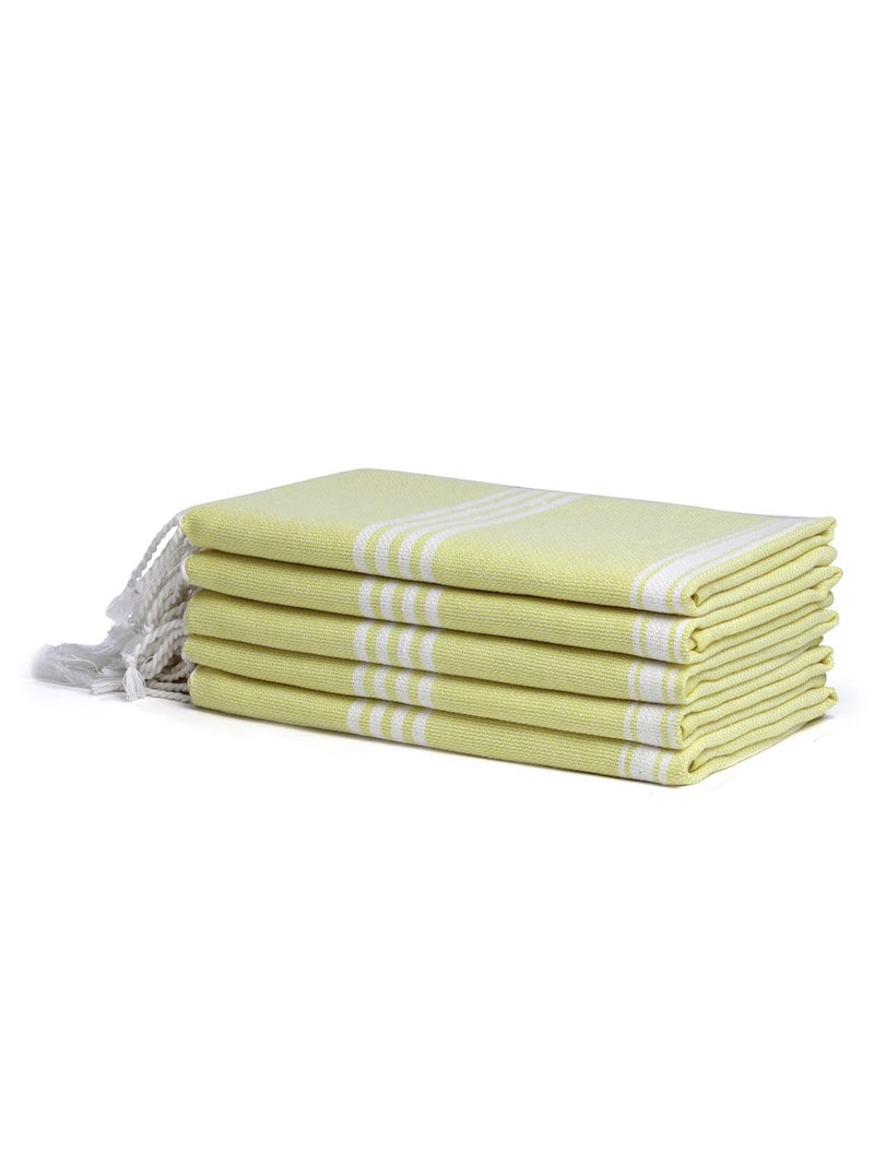 Arrabi Yellow Stripes Handwoven Cotton Hand Towel (Set of 5) | ARHT-1013-x5 - Image 4
