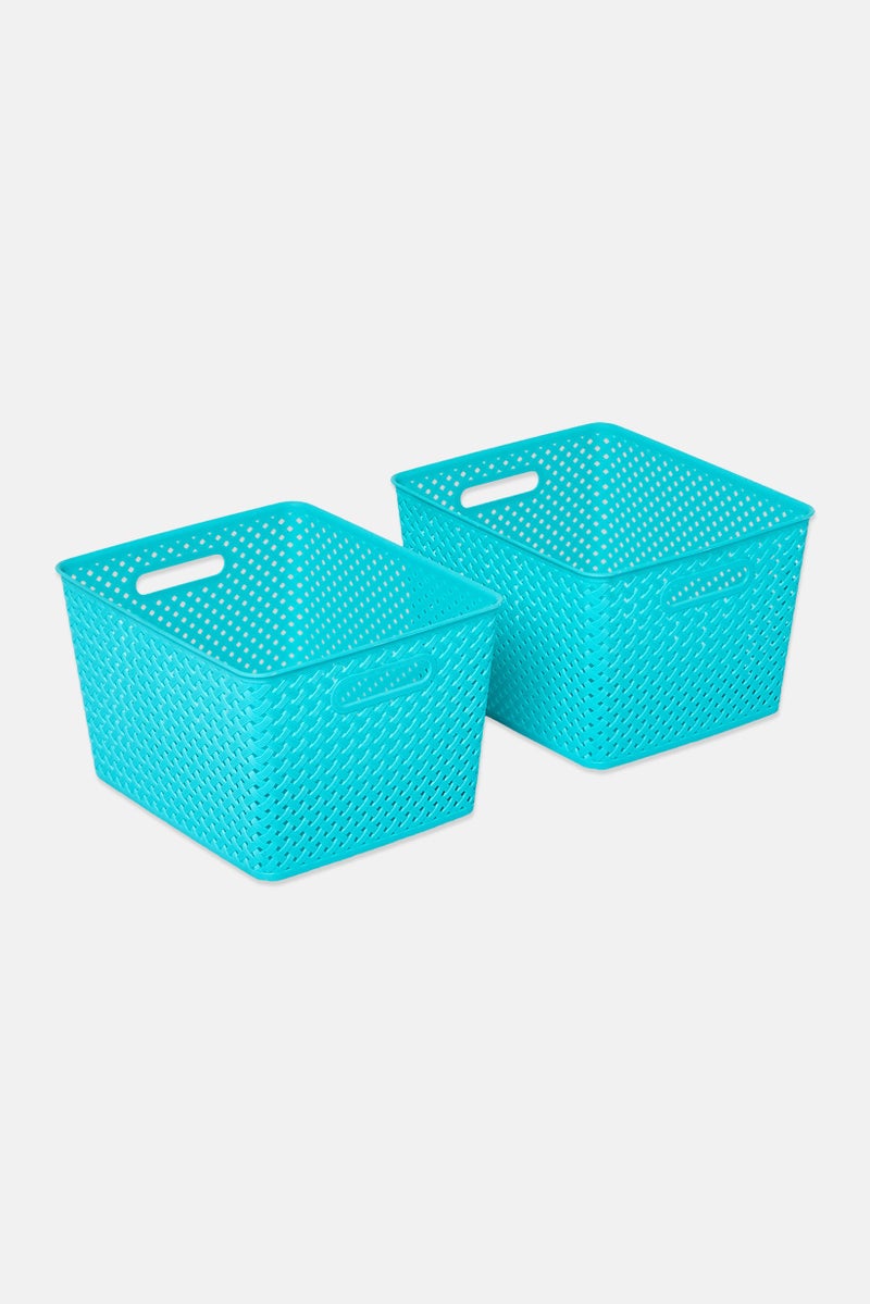 Farberware 2 Pieces Organizer Bins, Aqua - Image 1