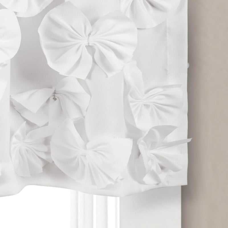 Lush Decor Riley Window Valance - Charming Handmade Bow Details - Elegant Light Filtering Single Panel- 54" W x 18" L, White - Image 5