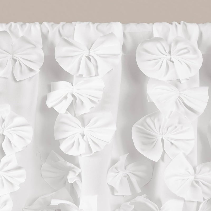 Lush Decor Riley Window Valance - Charming Handmade Bow Details - Elegant Light Filtering Single Panel- 54" W x 18" L, White - Image 4