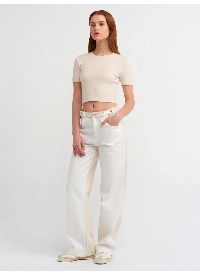 Dilvin 30995 Crop T-Shirt-Beige Melange