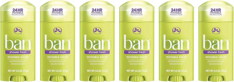 Ban Shower Fresh Invisible Solid Antiperspirant Deodorant, 2.6 oz - Pack of 6 - Image 1