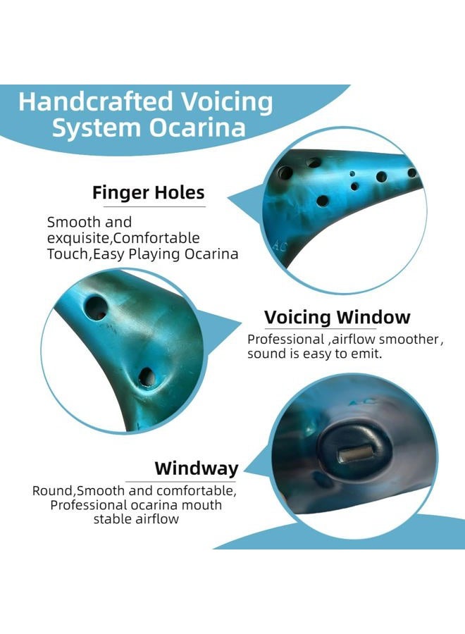DHwebWLP "Forest Whisper" Strawfire12 Hole Ocarina Instrument,Alto C Ceramic Ocarina With Song Book Strap for Beginner Gift Idea(Matte Blue) - Image 4