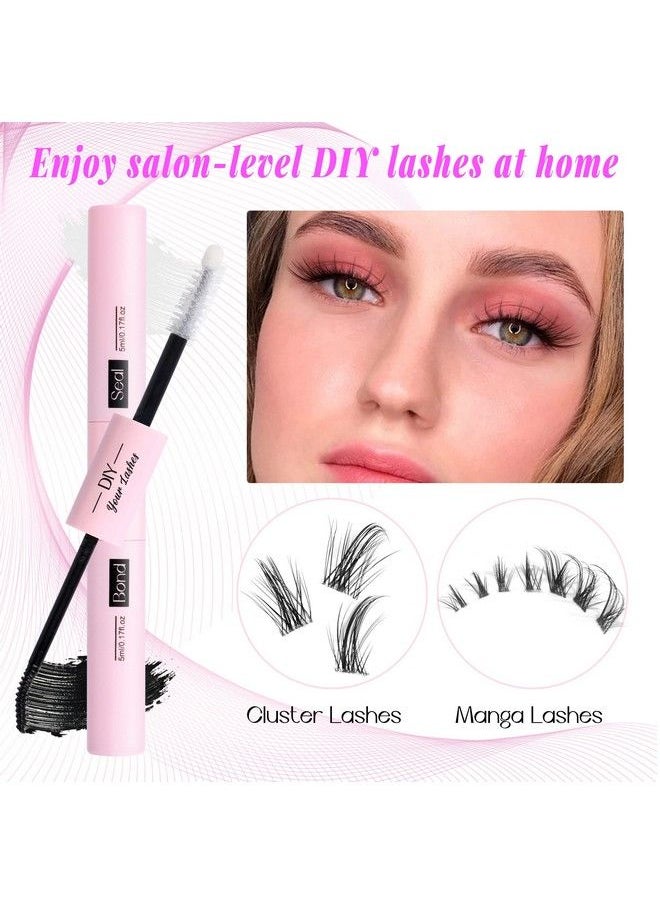 Alice - Lash Bond and Seal Cluster Lashes Glue for DIY Eyelash Extensions Individual Lash Glue for Clusters Eyelash Super Strong Hold Latex Free Waterproof Sealant Mascara Wand Eyelashes Glue (5ml×2) - Image 1