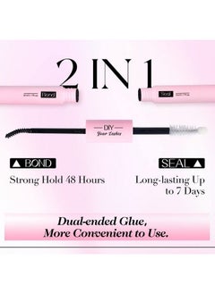 Alice Lash Bond and Seal Cluster Lashes Glue for DIY Eyelash Extensions Individual Lash Glue for Clusters Eyelash Super Strong Hold Latex Free Waterproof Sealant Mascara Wand Eyelashes Glue (5ml×2)  - Image 3